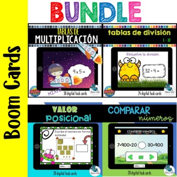 Preview of Bundle  matemáticas 3rd spanish math 3rd Boom cards Distance learning