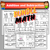 Bundle math addition and Subtraction Practice worksheets. 