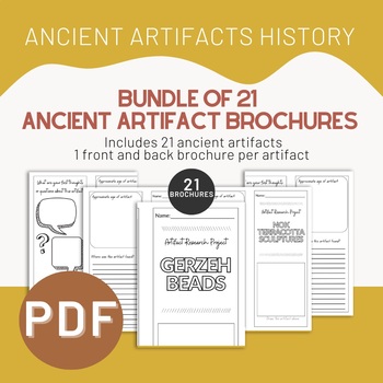 Preview of Bundle of 21 Ancient Artifact Research Brochures, PDF Printable