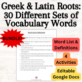 Bundle of 30 Greek & Latin Roots Vocabulary: 4 Activities/