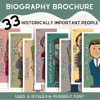 Preview of Bundle of 33 Historical Figures Research Brochures, PDF Printable