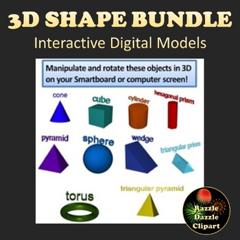 Preview of Bundle of 3D Shapes - Interactive Graphics for Whiteboards or Smartboards