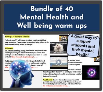 Preview of Bundle of 40 Mental Health and Well being warm ups