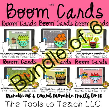 Preview of Bundle of 6 Count Movable Fruits 0 to 10 Self-Correct Digital Resource
