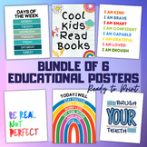 Bundle of 6 Educational Posters | Colorful Classroom Decor Bundle