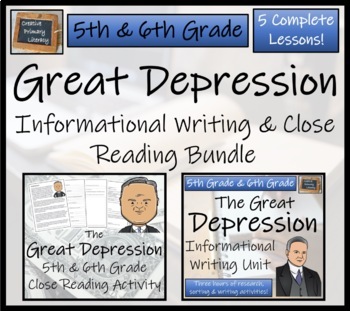 Preview of Great Depression Close Reading & Informational Writing Bundle | 5th & 6th Grade