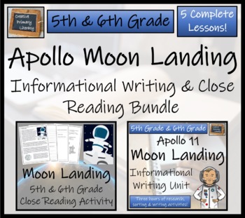 Preview of Moon Landing Close Reading & Informational Writing Bundle | 5th & 6th Grade