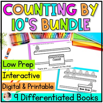 Preview of Bundle of Counting by 10s Math Emergent Readers {Seesaw & Google Slides}