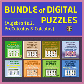 Preview of Growing Bundle of DIGITAL PUZZLES (Pre Alg, Algebra 1&2, PreCalculus & Calculus)