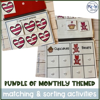 Preview of Bundle of Differentiated Monthly Themed Sorting & Matching Activities