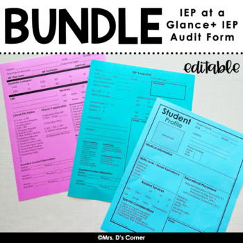 Preview of Bundle of Editable IEP Snapshot + Editable IEP Audit Form