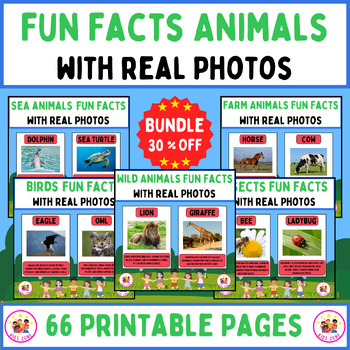 Preview of Bundle of Fun Facts Birds, Insects, Farm, Wild & Ocean Animals with Real Photos