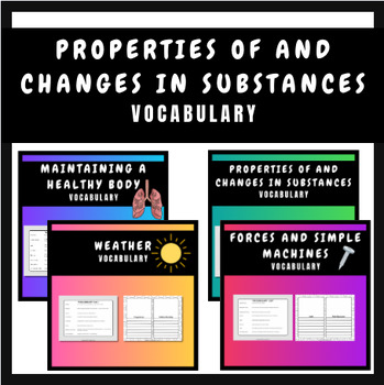 Preview of Bundle of Grade 5 Science Vocabulary Booklets| Full Year| Manitoba Curriculum