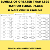 Bundle of Greater Than Less Than or Equal to Pages PRINTABLES*