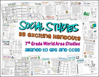Preview of Bundle of 28 Worksheets for 7th Grade Social Studies GPS Georgia