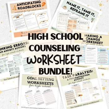 Preview of Bundle of High School Counseling Worksheets and Resources SEL