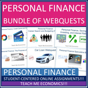 Preview of Bundle of Personal Finance Economic Webquests High School  Printable & Google