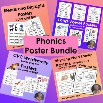 Preview of Bundle of Rhyming Word Lists Posters for K, 1, 2, and special ed