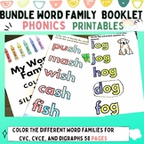 Bundle of Phonics Word Family Booklets: CVC, CVCe, Digraphs