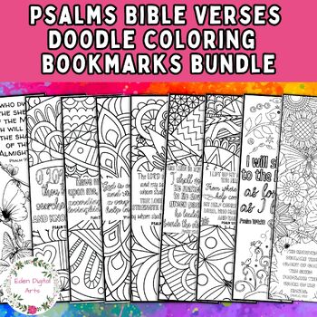 Preview of Bundle of Psalms Bible Verses Bookmarks To Color Fun Sunday School Doodle Crafts