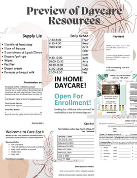 Preview of Bundle of Resources for Starting Up Your Own Daycare! EDITABLE!!!