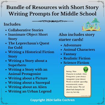 Preview of Bundle of Resources with Short Story Writing Prompts for Middle School