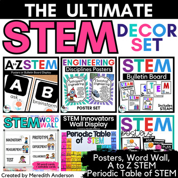 Preview of Bundle of STEM Decor for Bulletin Boards Makerspaces