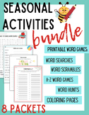 Bundle of Seasonal Activities | Word Search, Scramble, Hun