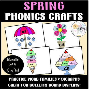 Preview of Spring Phonics Crafts Bundle | Easy Printable End of Year Activities 