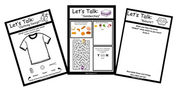 Preview of Bundle of TEN, "Let's Talk" Activity Menus - Perfect for Fridays and/or Subs!