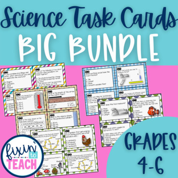 Preview of Bundle of Task Cards for Elementary Science | With Optional QR Code Answers
