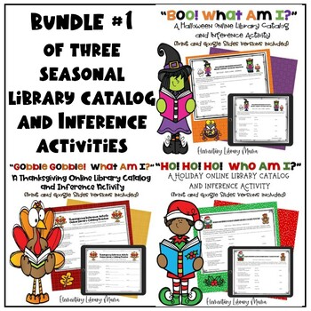 Preview of Bundle #1 of Three Holiday Online Library Catalog and Inference Activities