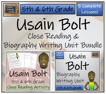 Preview of Usain Bolt Close Reading & Biography Bundle | 5th Grade & 6th Grade