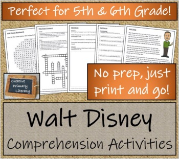 Walt Disney Close Reading & Biography Bundle | 5th Grade & 6th Grade