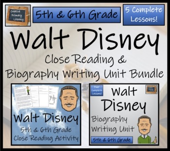 Preview of Walt Disney Close Reading & Biography Bundle | 5th Grade & 6th Grade