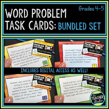Preview of Word Problems Task Cards Bundle: Grade 4-5 | Distance Learning