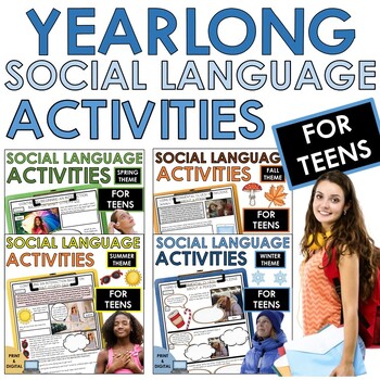 Preview of YEARLONG social language pragmatics and social skills activities for TEENS