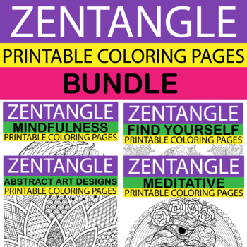 Preview of Bundle of Zentangle Meditative Coloring Pages + Bonus 6 Doodle Coloring Pages