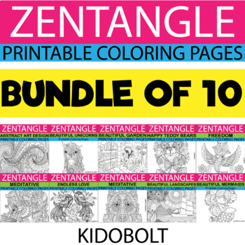 Preview of Bundle of Zentangle Meditative Coloring Pages + Bonus MANDALA Coloring Book