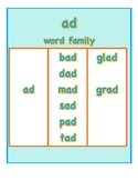 Short vowel a, _ad cvc, ccvc scaffolded activities and games
