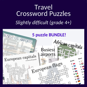 Preview of Bundle of travel-themed crossword puzzles. Great research activity. Grade 4+