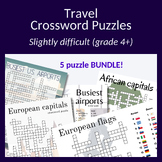 Bundle of 5x travel-themed crossword puzzles. Great resear