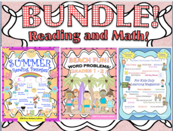 Preview of Bundle  Summer reading comprehension math word problems sight words
