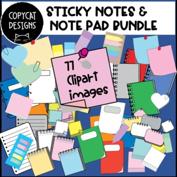 Bundle set of Sticky Notes and Note Pad/Doodle Pads Clip Art Accents Hand  drawn