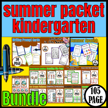 Preview of Bundle summer packet kindergarten,summer writing,summer math worksheets