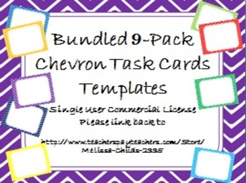 Preview of Bundled 9 Color Pack Chevron Task Card/Scoot Card Templates