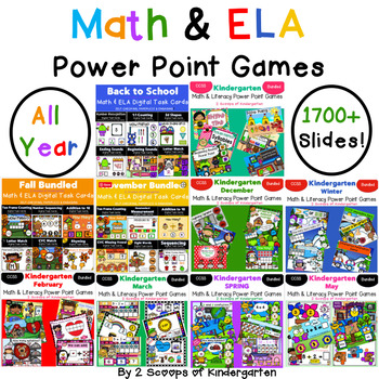 Preview of Bundled All Year ELA & Math Power Point Games (Distance Learning)