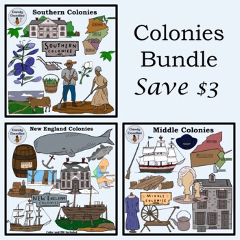 Preview of Bundled Colonies (Middle, Southern, New England) Clip Art