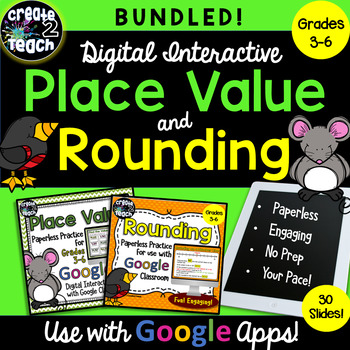 Preview of Bundled Place Value and Rounding Digital Interactive for Google Apps