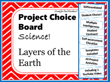Preview of Science Project Choice Board: Layers of Earth- 10 Projects